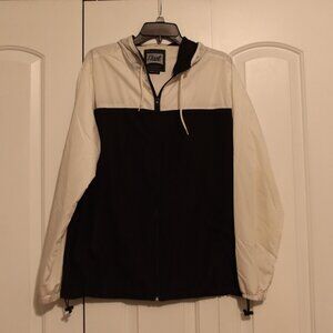 Beautiful Giant Black/White Zip Front Hooded Windbreaker Size Medium